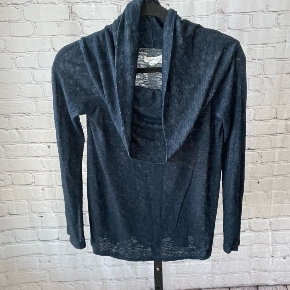 Velvet by Graham Spencer Cowl Neck Blue Knit Top Size Small